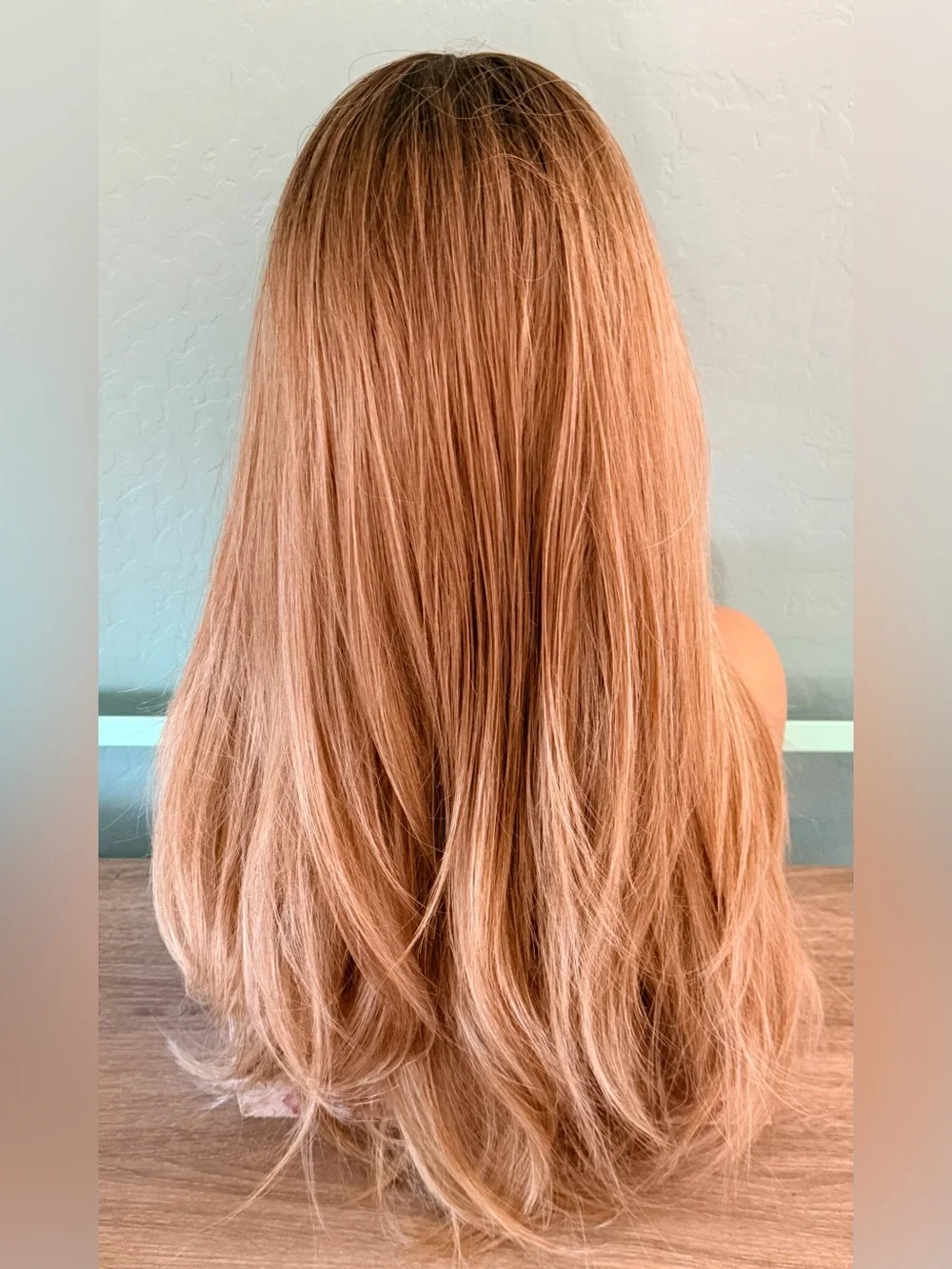 Women’s Natural Straight Long Synthetic Wig with Bangs - Blonde